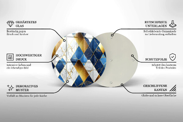 Szklana deska kuchenna Złote romby marmur