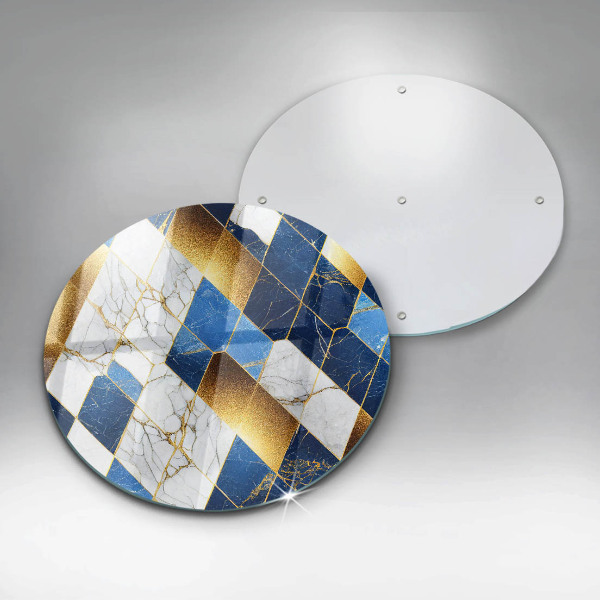 Szklana deska kuchenna Złote romby marmur