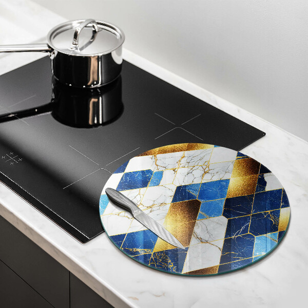 Szklana deska kuchenna Złote romby marmur