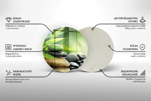 Szklana deska kuchenna Zen bambus kamienie
