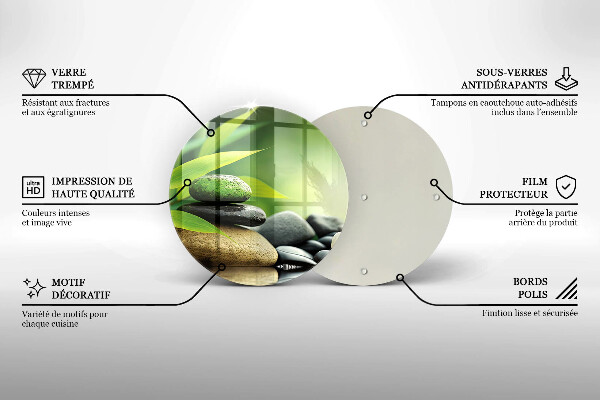 Szklana deska kuchenna Zen bambus kamienie