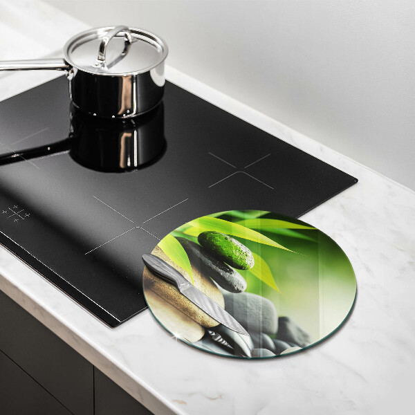 Szklana deska kuchenna Zen bambus kamienie