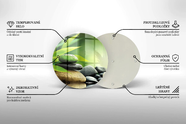 Szklana deska kuchenna Zen bambus kamienie