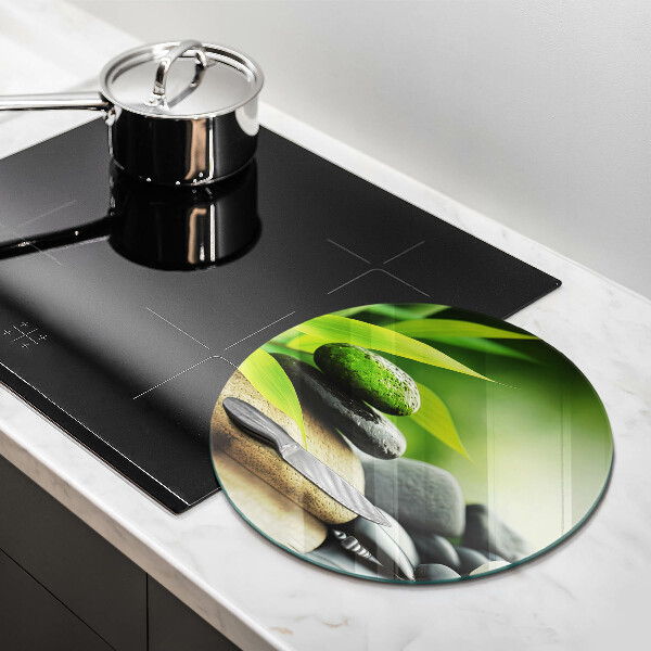 Szklana deska kuchenna Zen bambus kamienie