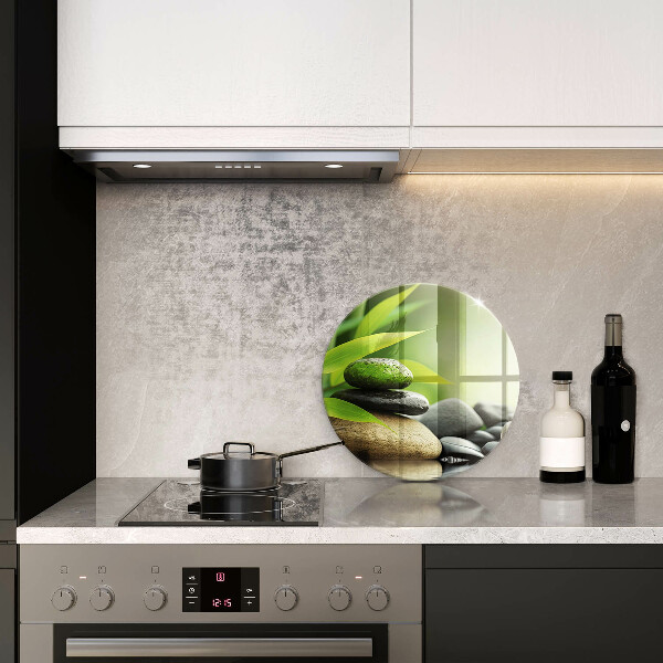 Szklana deska kuchenna Zen bambus kamienie