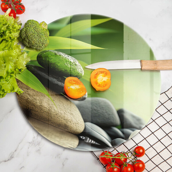 Szklana deska kuchenna Zen bambus kamienie