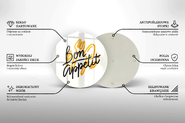 Szklana deska kuchenna Napis Bon Appetit