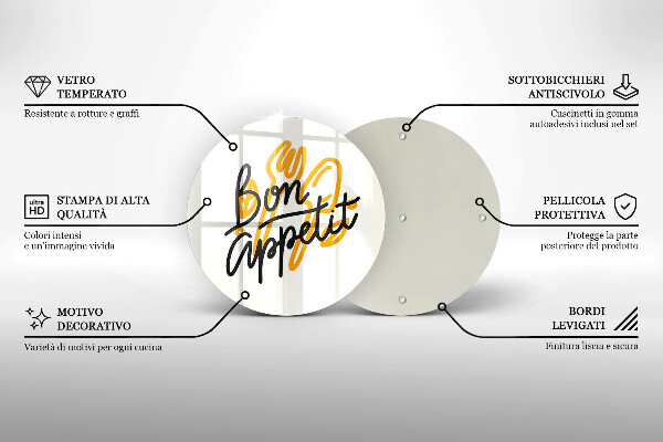 Szklana deska kuchenna Napis Bon Appetit