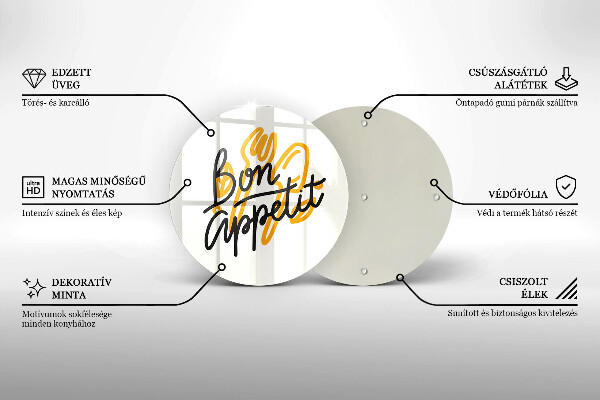 Szklana deska kuchenna Napis Bon Appetit