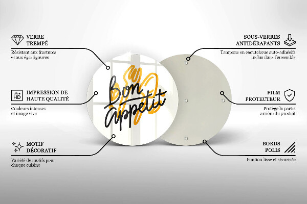 Szklana deska kuchenna Napis Bon Appetit