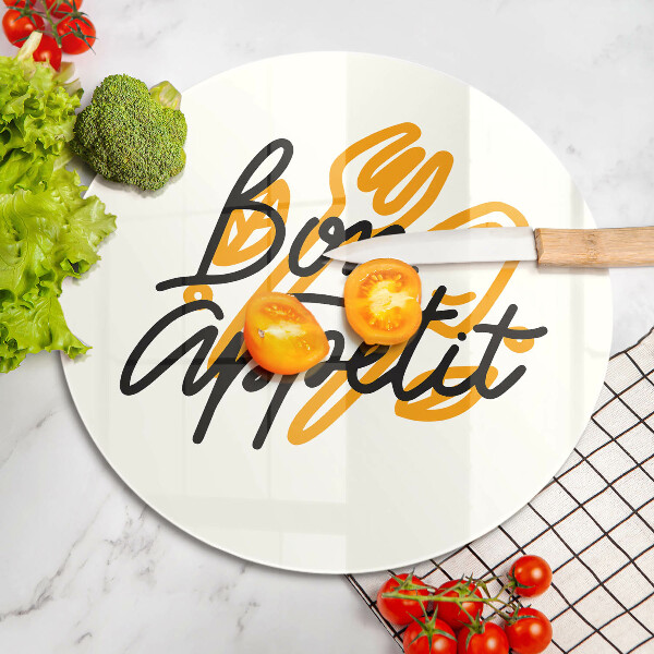 Szklana deska kuchenna Napis Bon Appetit