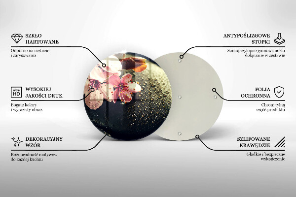 Deska kuchenna szklana Kwiaty kamienie zen