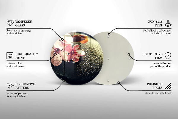 Deska kuchenna szklana Kwiaty kamienie zen