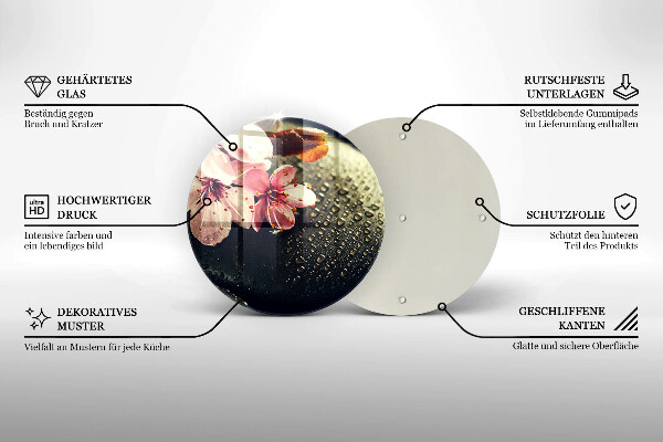 Deska kuchenna szklana Kwiaty kamienie zen