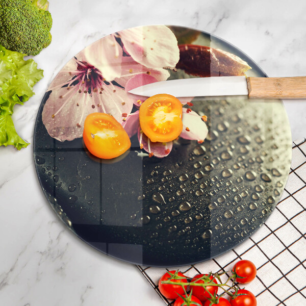 Deska kuchenna szklana Kwiaty kamienie zen