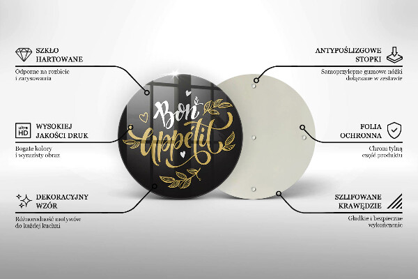 Deska kuchenna szklana Napis Bon Appetit