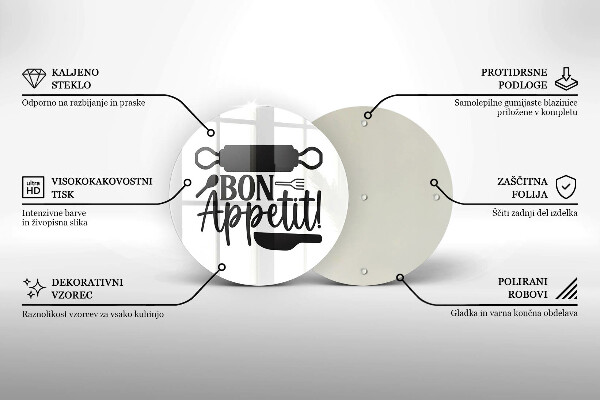 Deska kuchenna szklana Napis Bon Appetit