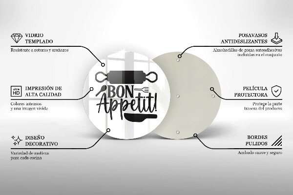 Deska kuchenna szklana Napis Bon Appetit