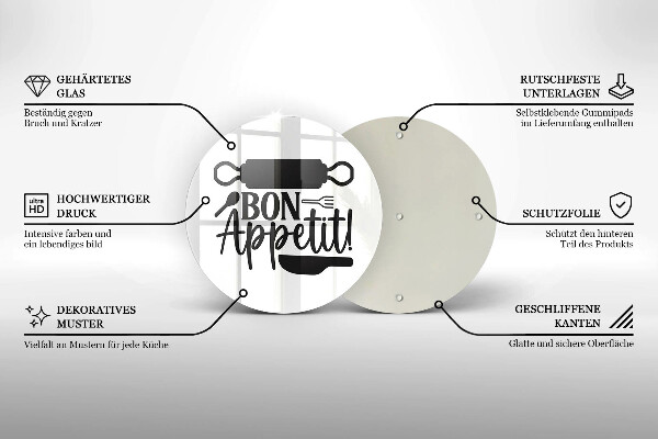 Deska kuchenna szklana Napis Bon Appetit