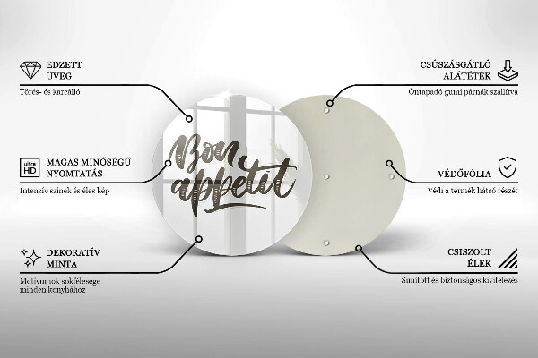 Deska kuchenna szklana Napis Bon Appetit