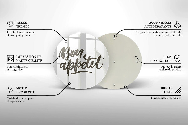Deska kuchenna szklana Napis Bon Appetit