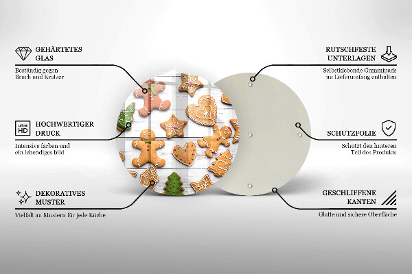 Deska kuchenna szklana Świąteczne pierniki