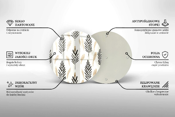 Deska kuchenna szklana Boho rośliny