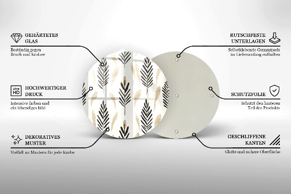 Deska kuchenna szklana Boho rośliny