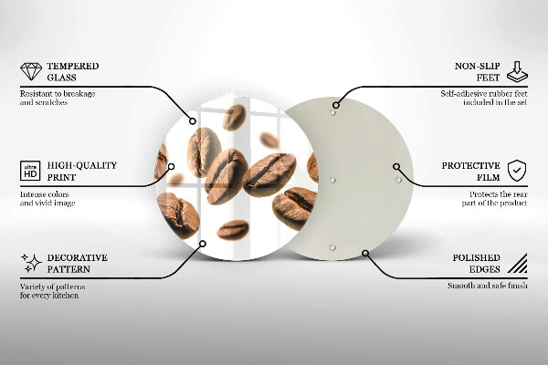 Deska kuchenna szklana Ziarna kawy