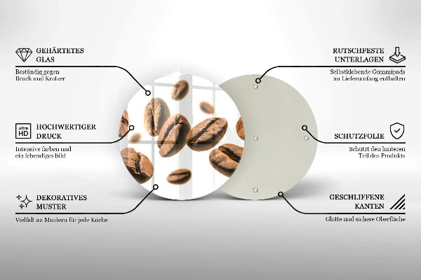 Deska kuchenna szklana Ziarna kawy