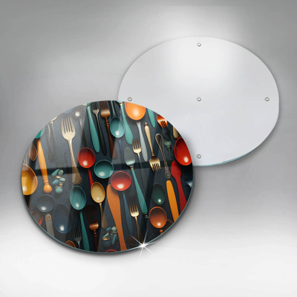 Deska kuchenna szklana Kolorowe łyżki i widelce