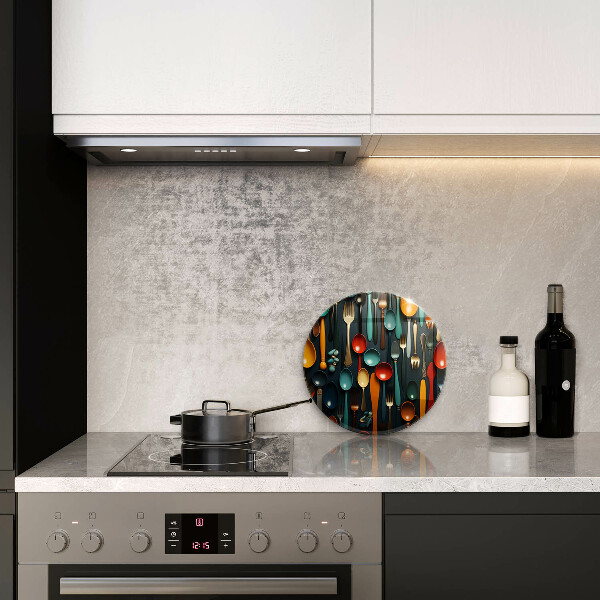 Deska kuchenna szklana Kolorowe łyżki i widelce