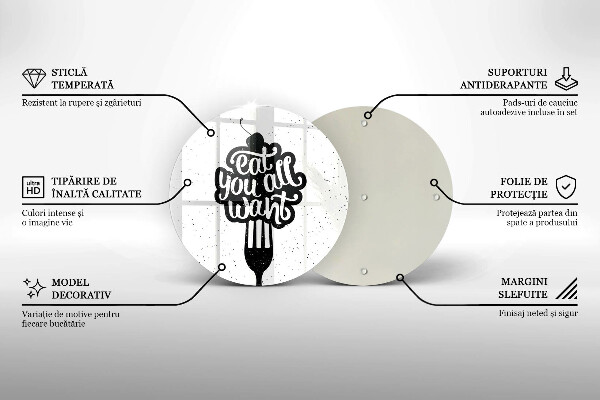 Deska kuchenna szklana Napis Eat you all want