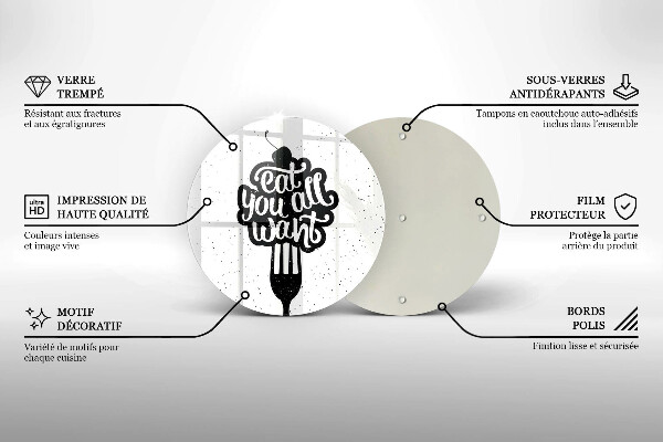 Deska kuchenna szklana Napis Eat you all want