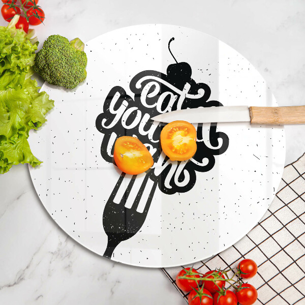 Deska kuchenna szklana Napis Eat you all want