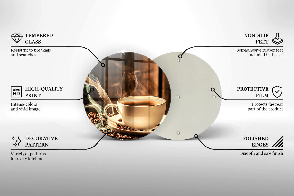 Deska kuchenna szklana Filiżanka i ziarna kawy