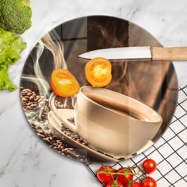 Deska kuchenna szklana Filiżanka i ziarna kawy