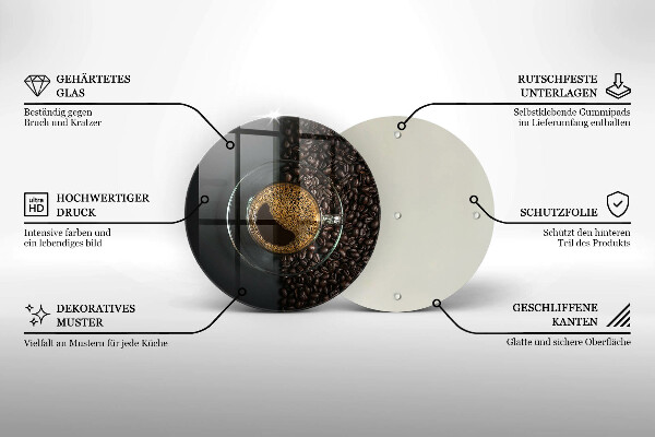 Deska kuchenna szklana Kawa i ziarna