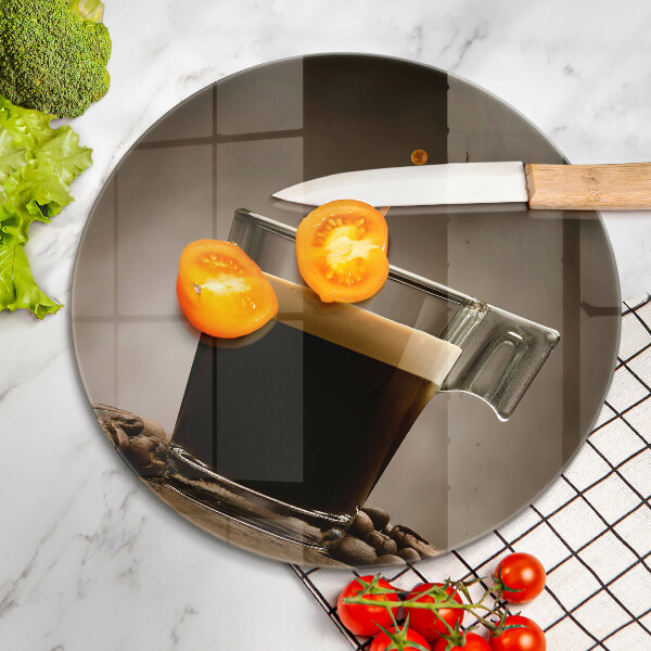 Szklana deska kuchenna Szklanka i ziarna kawy