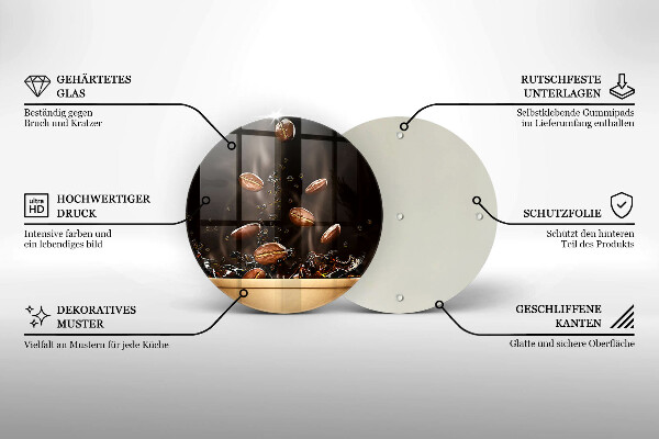 Szklana deska kuchenna Gorąca kawa ziarna