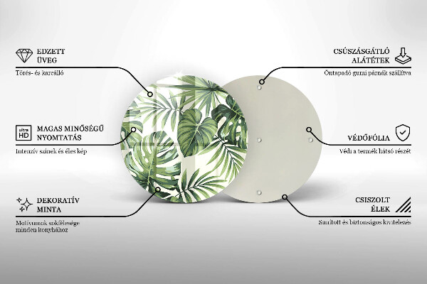 Deska kuchenna szklana Ilustracja liści monstery