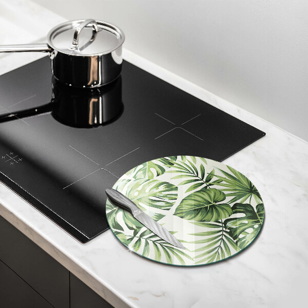 Deska kuchenna szklana Ilustracja liści monstery