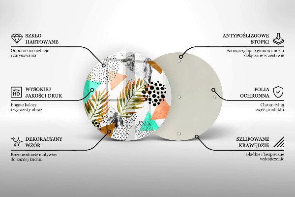 Deska kuchenna szklana Wzór boho liście