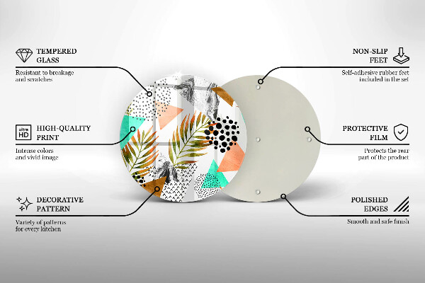 Deska kuchenna szklana Wzór boho liście