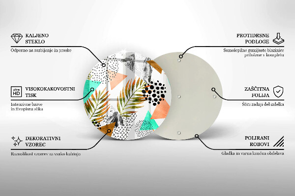 Deska kuchenna szklana Wzór boho liście