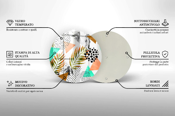 Deska kuchenna szklana Wzór boho liście