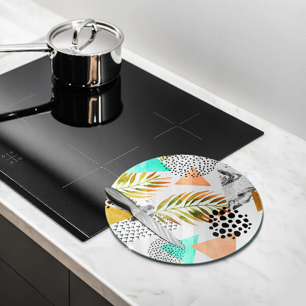 Deska kuchenna szklana Wzór boho liście