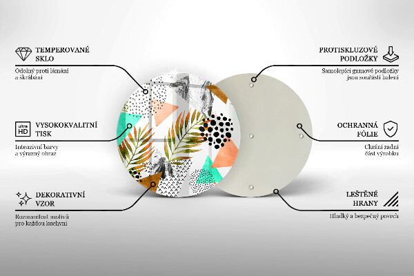 Deska kuchenna szklana Wzór boho liście