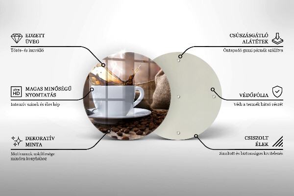 Deska kuchenna szklana Filiżanka i ziarna kawy
