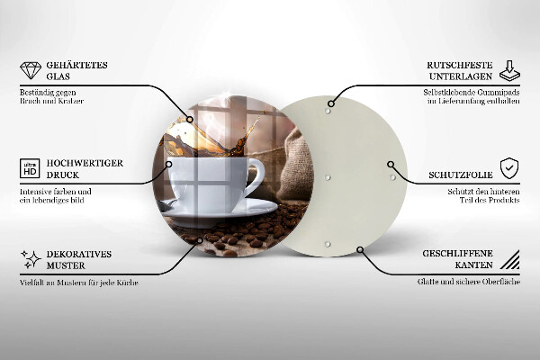 Deska kuchenna szklana Filiżanka i ziarna kawy